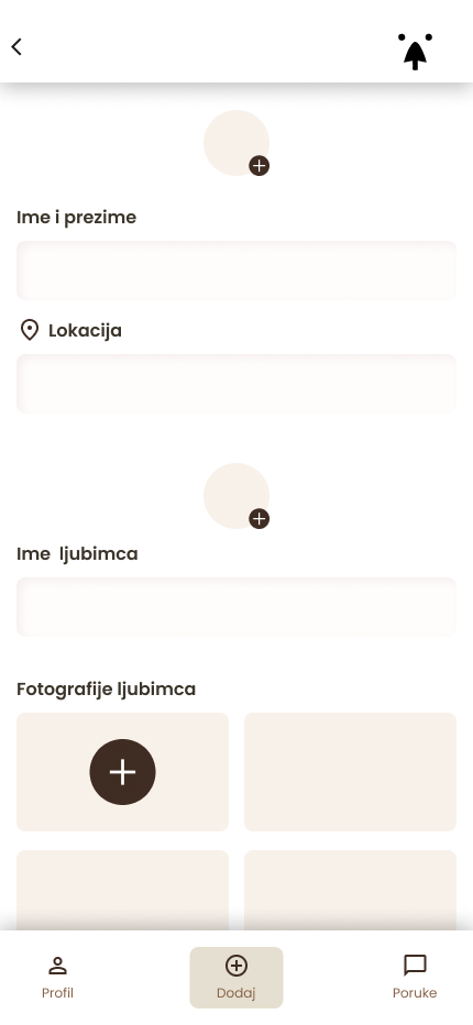 Stranica za kreiranje naloga